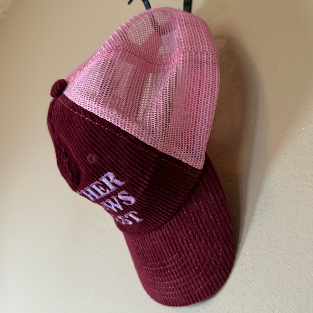 MOTHER Corduroy 'Mother Knows Best' Cap in Wine and Pink - Picture 4 of 14